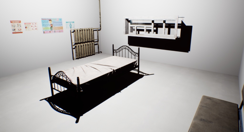 Chambre blanche d'hôpital psychiatrique